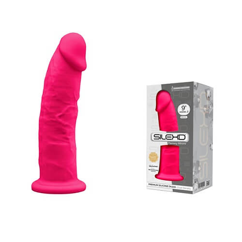 9 inch Realistic Silicone Dual Density Dildo with Suction Cup Pink