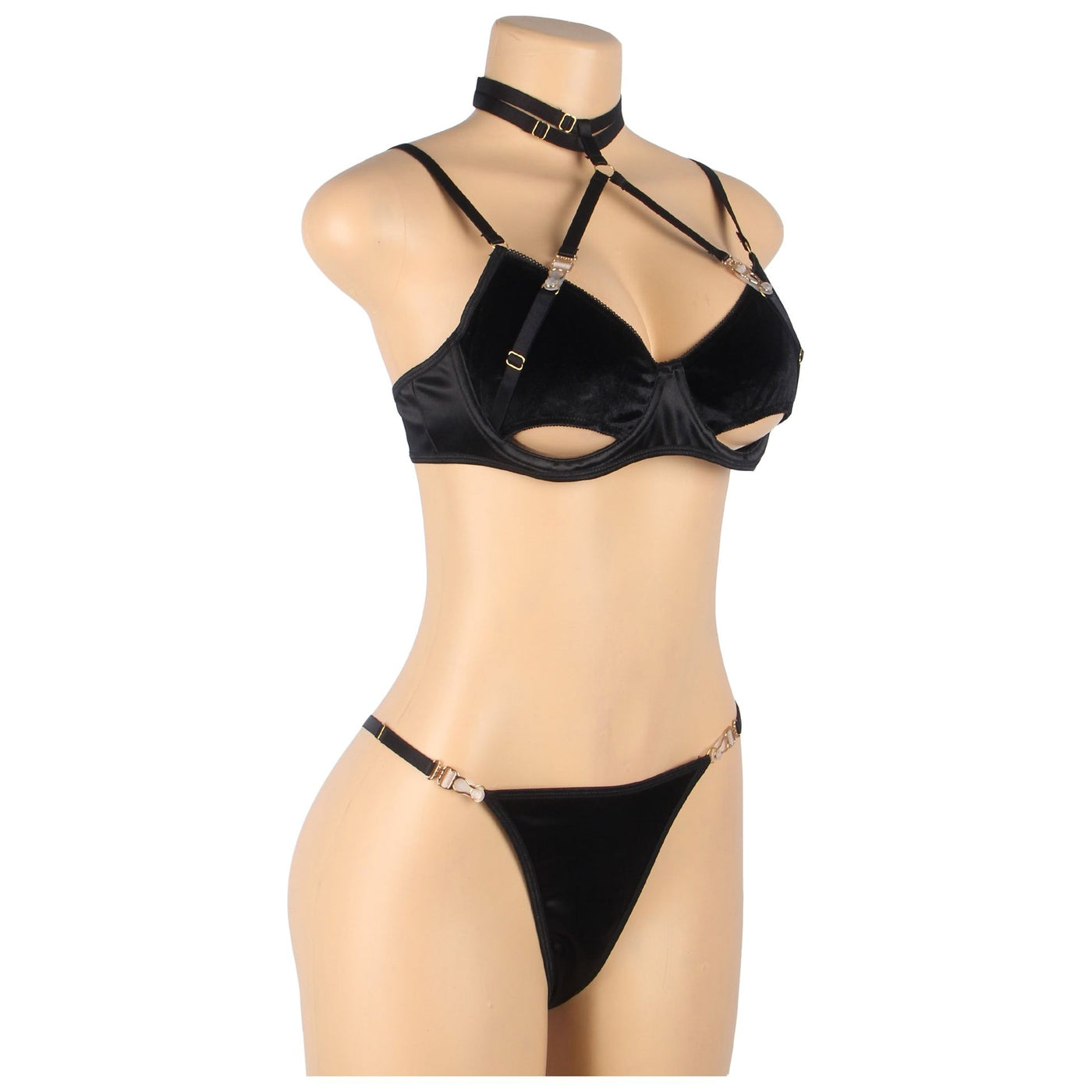 YesX YX871Q Hollow Cut Halter Bra Set