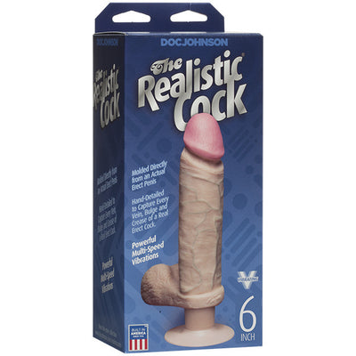 The Realistic Cock 6 Inch Vibrating Dildo Flesh - Pink