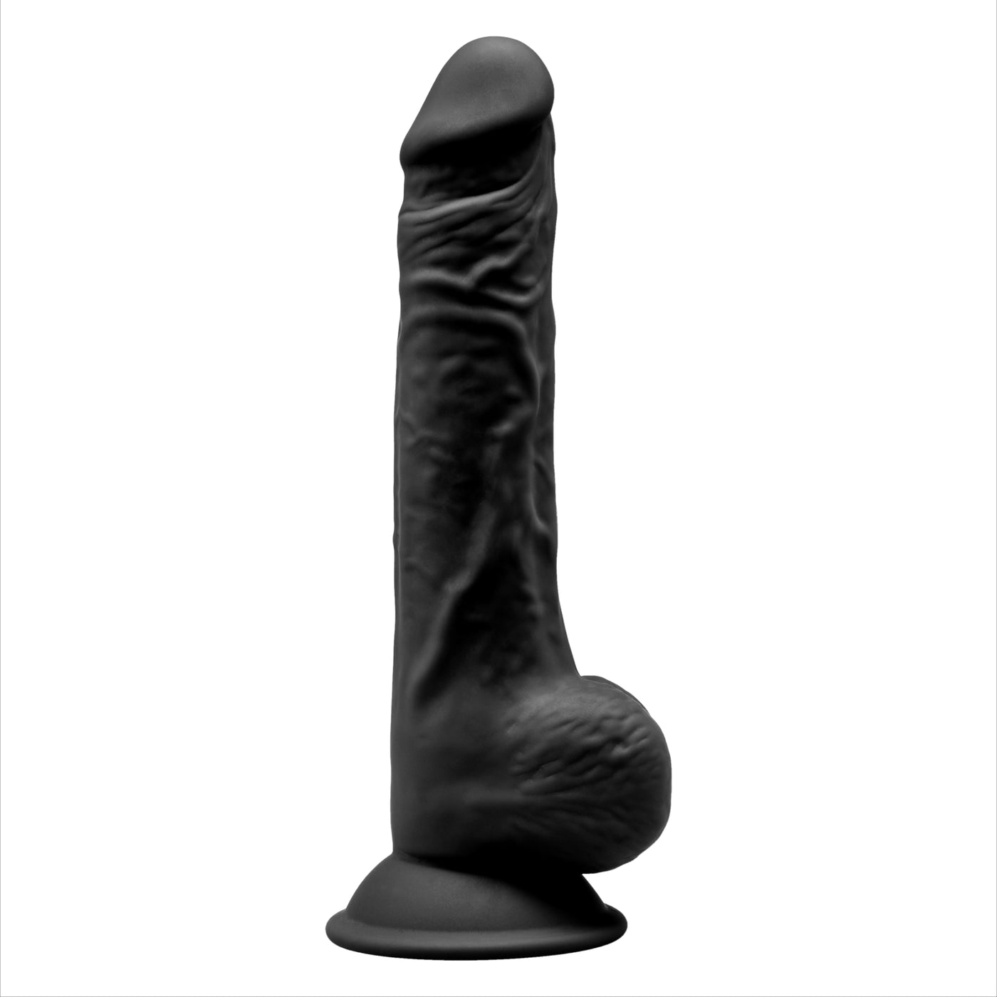 9.5 inch Realistic Silicone Dual Density Dildo with Suction Cup with Balls Black